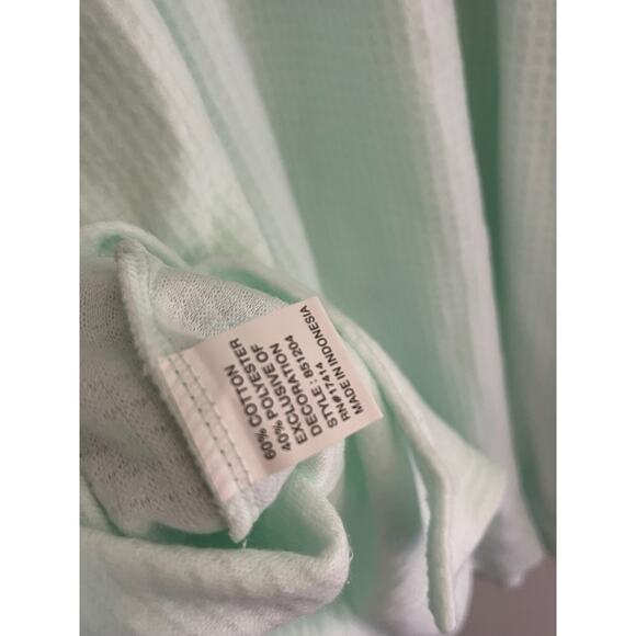 Miss Elaine L Robe Mint Green Soft Knit Embroidered Snap Buttons Knee Length NEW - Picture 8 of 8